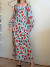 Load image into Gallery viewer, Rixo - LS Sillk Maxi Dress -Red/Green/BlueFloral - XS
