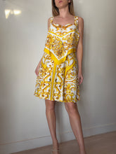 Load image into Gallery viewer, Dolce &amp; Gabbana - Printed Silk Satin Mini Dress - Ivory/Yellow - 48
