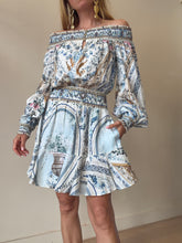 Load image into Gallery viewer, Camilla - Season of the Siren Off Shoulder Mini Dress - Blue - S
