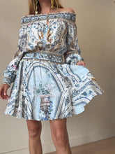 Load image into Gallery viewer, Camilla - Season of the Siren Off Shoulder Mini Dress - Blue - S
