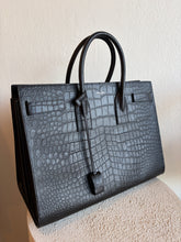 Load image into Gallery viewer, Saint Laurent - Sac De Jour Large Croc Embossed Leather Bag - Black - L
