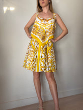 Load image into Gallery viewer, Dolce &amp; Gabbana - Printed Silk Satin Mini Dress - Ivory/Yellow - 48
