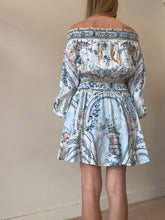 Load image into Gallery viewer, Camilla - Season of the Siren Off Shoulder Mini Dress - Blue - S
