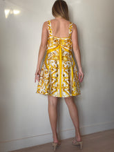 Load image into Gallery viewer, Dolce &amp; Gabbana - Printed Silk Satin Mini Dress - Ivory/Yellow - 48
