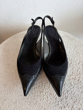 Load image into Gallery viewer, Stella McCartney - Wingtip Slingback Pump - Black - 37.5
