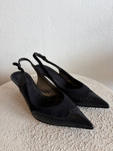 Load image into Gallery viewer, Stella McCartney - Wingtip Slingback Pump - Black - 37.5
