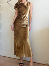 Load image into Gallery viewer, Husk - Opium Cowl Neck Velvet Midi Dress - Gold - 8 - RRP$499
