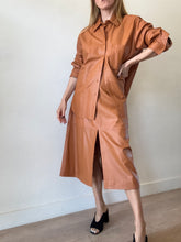 Load image into Gallery viewer, Oroton - Leather Shirt (M) &amp; Front Split Skirt (12) Set - Brick - M
