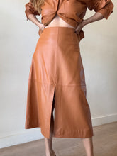 Load image into Gallery viewer, Oroton - Leather Shirt (M) &amp; Front Split Skirt (12) Set - Brick - M
