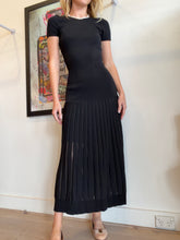 Load image into Gallery viewer, Sandro - SS Knit Dress  w Pleated Skirt - Black - 36
