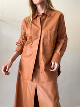 Load image into Gallery viewer, Oroton - Leather Shirt (M) &amp; Front Split Skirt (12) Set - Brick - M
