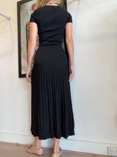 Load image into Gallery viewer, Sandro - SS Knit Dress  w Pleated Skirt - Black - 36
