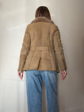 Load image into Gallery viewer, Burberry Brit- Suede/Fur Lined Double Breasted Jacket w belt - Tan - 8
