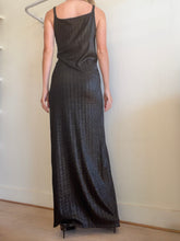 Load image into Gallery viewer, Paco Rabanne - Metallic Pinched Slip Maxi Dress w Silver Studs - Black - 38 - RRP$1580
