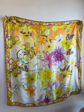 Load image into Gallery viewer, Camilla - Silk Floral Beaded Trim Scarf - Yellow - M
