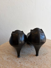 Load image into Gallery viewer, Chanel - Ruffle Trim Heels - Black  w Patent toe - 37
