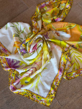 Load image into Gallery viewer, Camilla - Silk Floral Beaded Trim Scarf - Yellow - M
