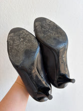 Load image into Gallery viewer, Chanel - Ruffle Trim Heels - Black  w Patent toe - 37
