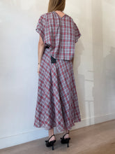 Load image into Gallery viewer, Tomorrow Land - Clair Cotton Ruffle  Blouse &amp; Midi Set - Plaid - 36
