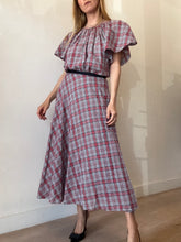 Load image into Gallery viewer, Tomorrow Land - Clair Cotton Ruffle  Blouse &amp; Midi Set - Plaid - 36
