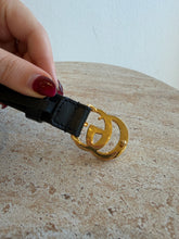 Load image into Gallery viewer, Gucci - Marmont Thin Logo Belt - Black w Gold Hardware - 34
