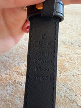 Load image into Gallery viewer, Gucci - Marmont Thin Logo Belt - Black w Gold Hardware - 34
