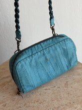Load image into Gallery viewer, Henry Beguelin - textured snake skin  Pochette w Weave Strap  - Aqua - S - RRP$850
