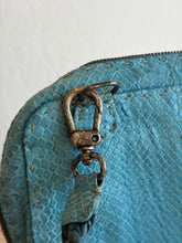 Load image into Gallery viewer, Henry Beguelin - textured snake skin  Pochette w Weave Strap  - Aqua - S - RRP$850
