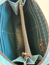 Load image into Gallery viewer, Henry Beguelin - textured snake skin  Pochette w Weave Strap  - Aqua - S - RRP$850
