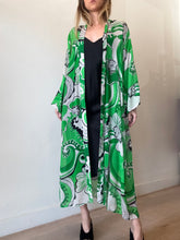 Load image into Gallery viewer, Cin Cin - Oracle Sheer Robe w belt - Green/White/Black Print- S/M - RRP$390
