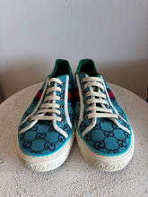 Load image into Gallery viewer, Gucci - Tennis Low Top Canvas Sneaker - Blue Monogram - 42
