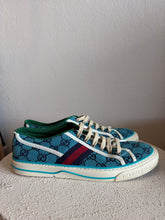 Load image into Gallery viewer, Gucci - Tennis Low Top Canvas Sneaker - Blue Monogram - 42
