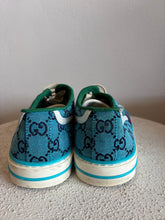 Load image into Gallery viewer, Gucci - Tennis Low Top Canvas Sneaker - Blue Monogram - 42
