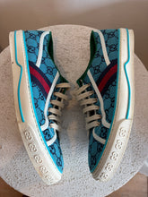Load image into Gallery viewer, Gucci - Tennis Low Top Canvas Sneaker - Blue Monogram - 42
