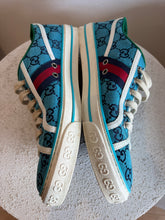 Load image into Gallery viewer, Gucci - Tennis Low Top Canvas Sneaker - Blue Monogram - 42
