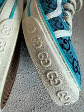 Load image into Gallery viewer, Gucci - Tennis Low Top Canvas Sneaker - Blue Monogram - 42
