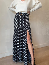 Load image into Gallery viewer, Alexandra Miro - Jaimee Maxi Skirt w belt - Black &amp; White Polka Dot - S RRP$820
