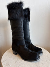 Load image into Gallery viewer, Chanel Fur Trim Leather - Boots - Black - 38.5
