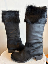 Load image into Gallery viewer, Chanel Fur Trim Leather - Boots - Black - 38.5
