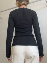 Load image into Gallery viewer, Bassike - V neck Rib Knit Wool/Cashmere Jumper - Charcoal - 0

