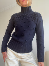 Load image into Gallery viewer, Damsel - Wool Blend Turtleneck Jumper w Pompoms - Navy - 10
