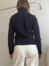 Load image into Gallery viewer, Damsel - Wool Blend Turtleneck Jumper w Pompoms - Navy - 10
