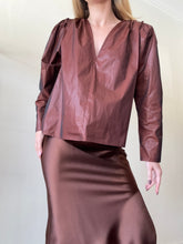 Load image into Gallery viewer, Scanlan Theodore - Shiny V neck Blouse - Brown - 10
