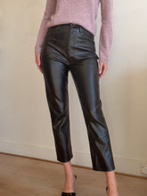 Load image into Gallery viewer, Anine Bing - Vegan Leather Straight Leg Pants - Black - 38

