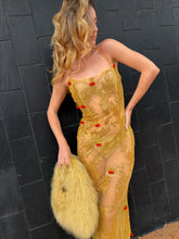 Load image into Gallery viewer, Aurela Hoxha - Honey Bloom Cherry Crystal Corset Beaded Dress - Honey - M - RRP$2190
