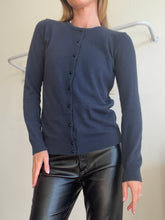 Load image into Gallery viewer, Benetton - Angora/Wool Blend Cardigan w statement Buttons - Navy - S
