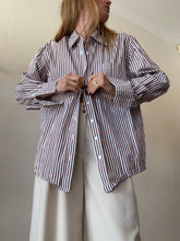 Load image into Gallery viewer, Lee Matthews -LS Cotton Shirt - Brown White Stripe - 1
