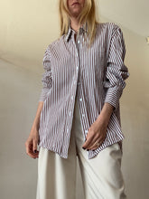 Load image into Gallery viewer, Lee Matthews -LS Cotton Shirt - Brown White Stripe - 1
