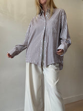 Load image into Gallery viewer, Lee Matthews -LS Cotton Shirt - Brown White Stripe - 1
