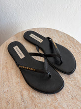 Load image into Gallery viewer, Burberry - Leather Thongs w Gold Logo - Black - 36
